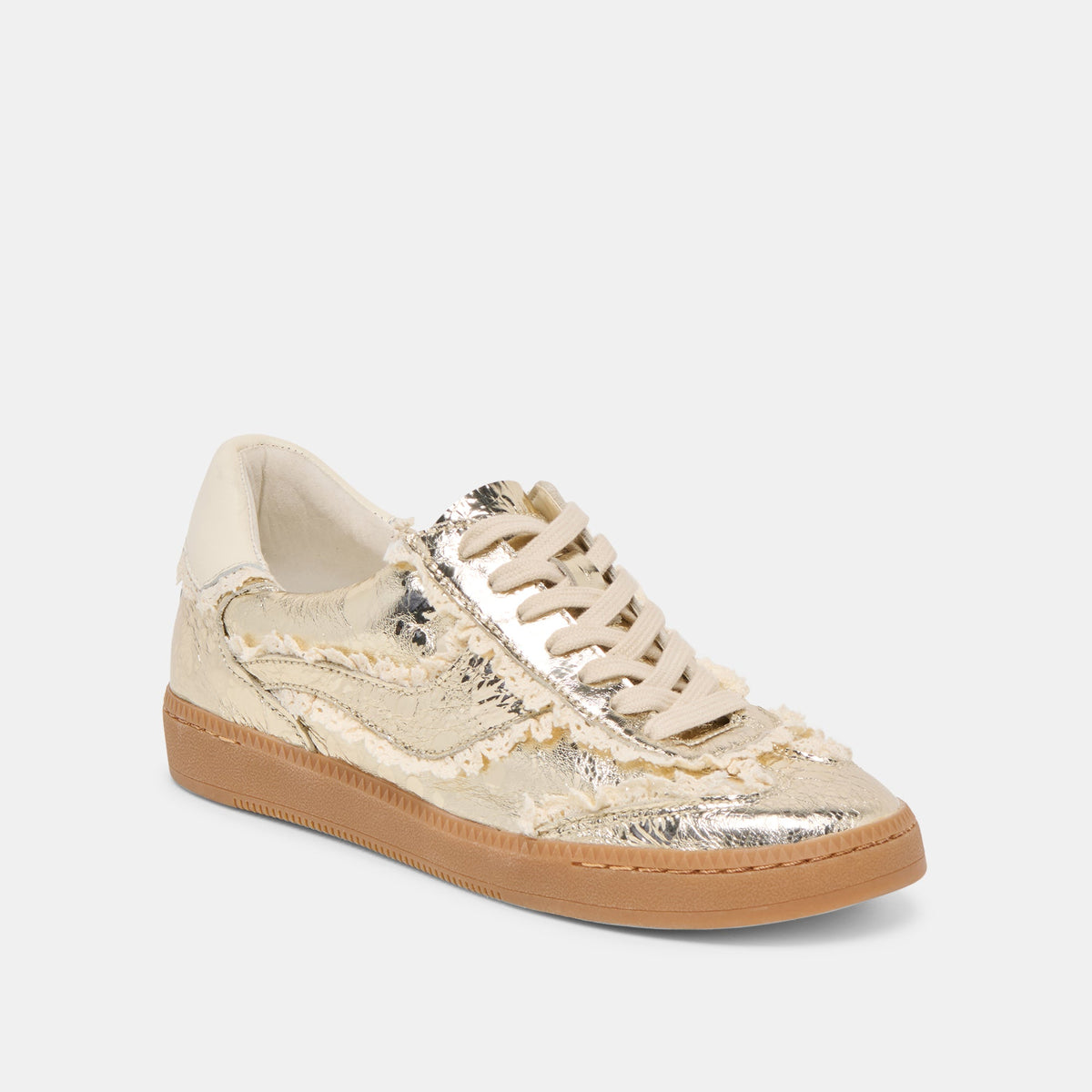 Dolce Vita SHOES Notice Lace Platinum Distressed Leather Sneakers