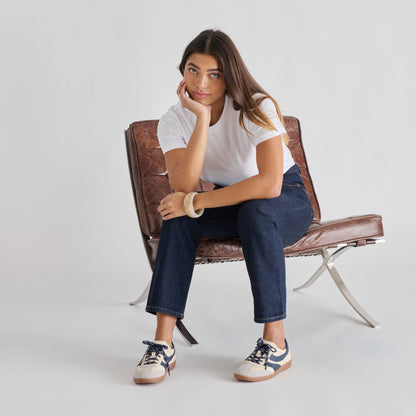 Dolce Vita SHOES Merit White Navy Leather Sneakers