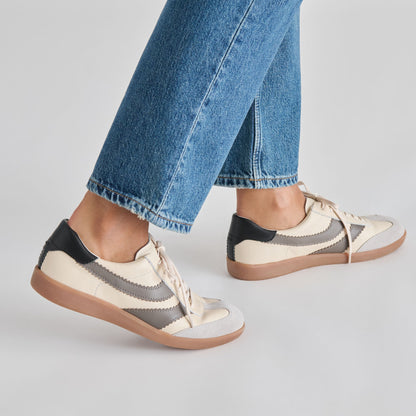 Dolce Vita SHOES Merit White Grey Leather Sneakers