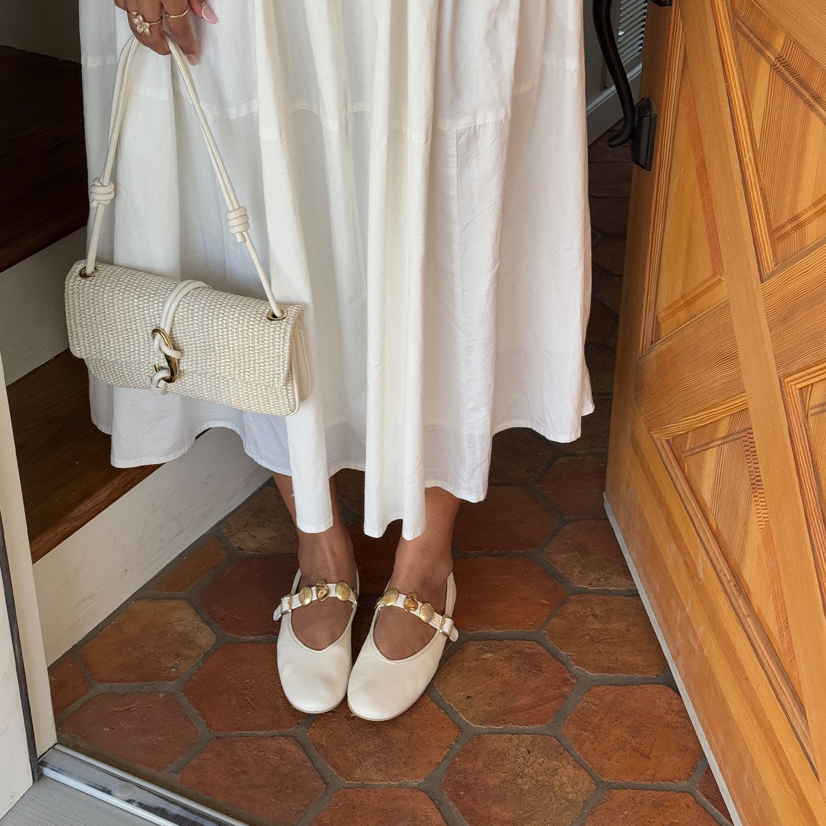 Dolce Vita SHOES Relan Off White Leather Ballet Flats
