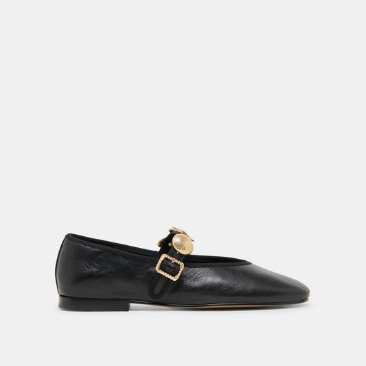 Dolce Vita SHOES Relan Black Leather Ballet Flats