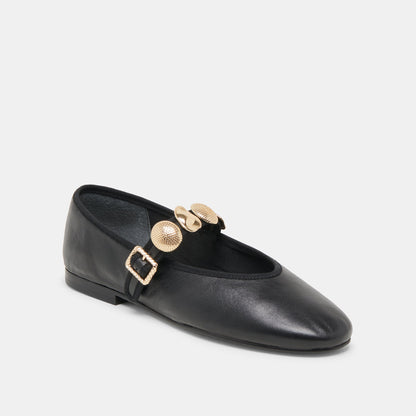 Dolce Vita SHOES Relan Black Leather Ballet Flats