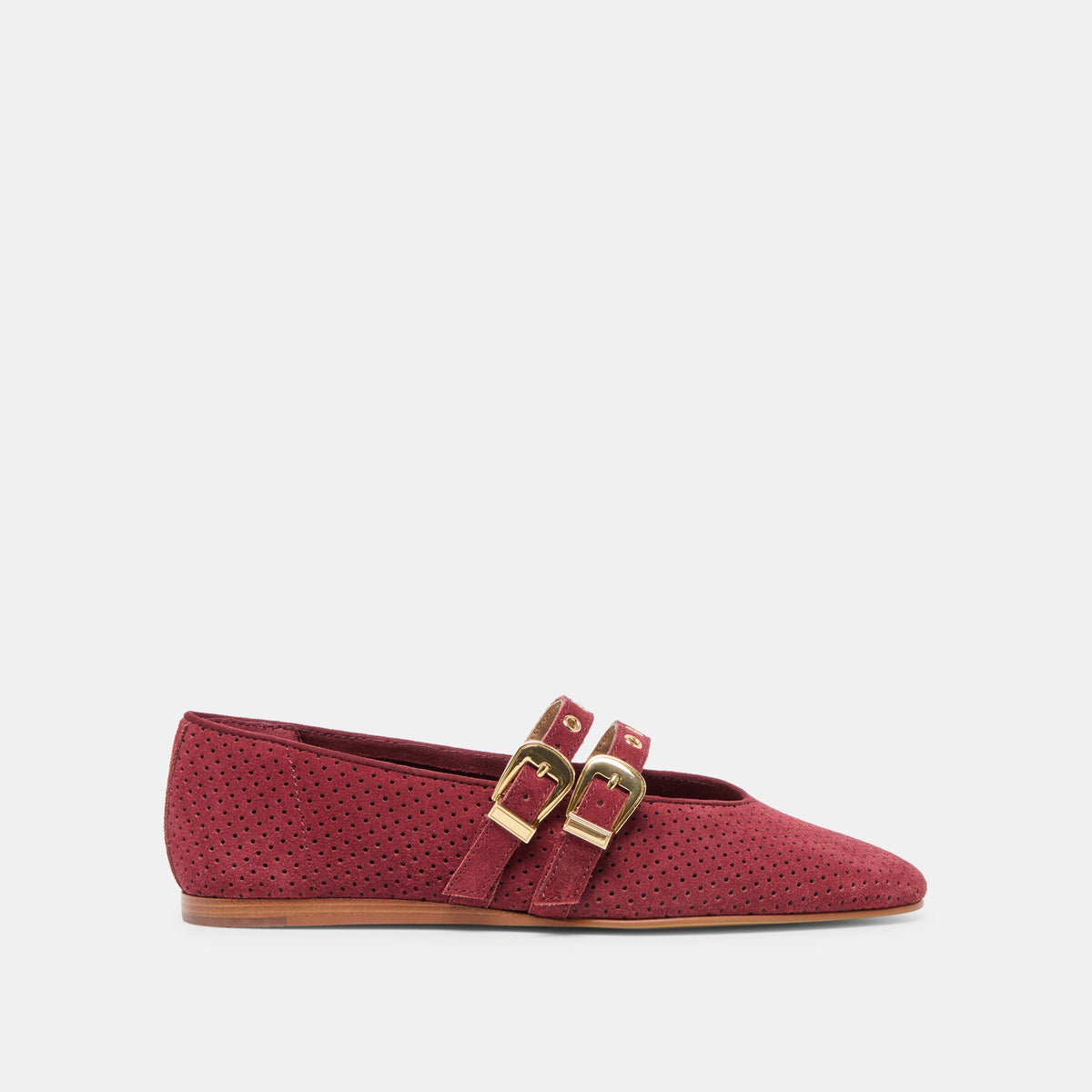 Dolce Vita SHOES Baylee Grommet Oxblood Perforated Suede Ballet Flats