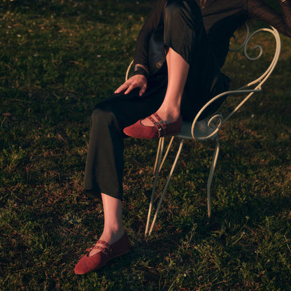 Dolce Vita SHOES Baylee Grommet Oxblood Perforated Suede Ballet Flats