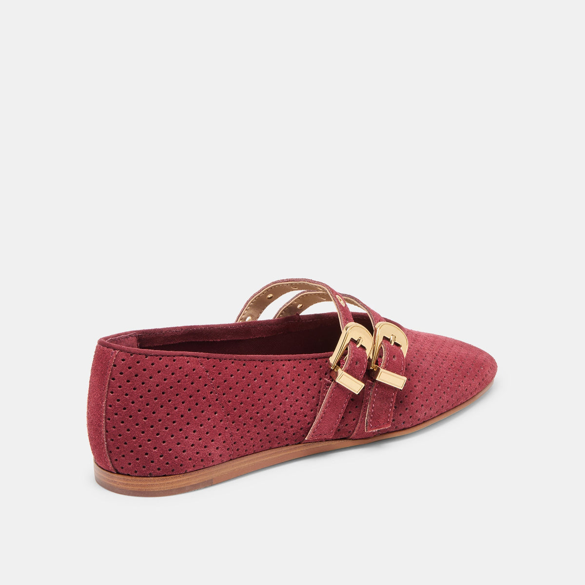 Dolce Vita SHOES Baylee Grommet Oxblood Perforated Suede Ballet Flats