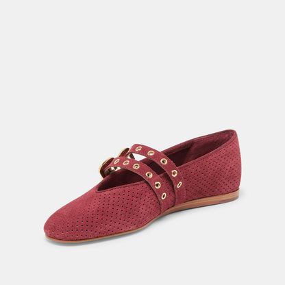 Dolce Vita SHOES Baylee Grommet Oxblood Perforated Suede Ballet Flats