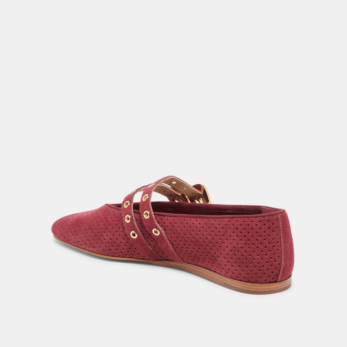 Dolce Vita SHOES Baylee Grommet Oxblood Perforated Suede Ballet Flats