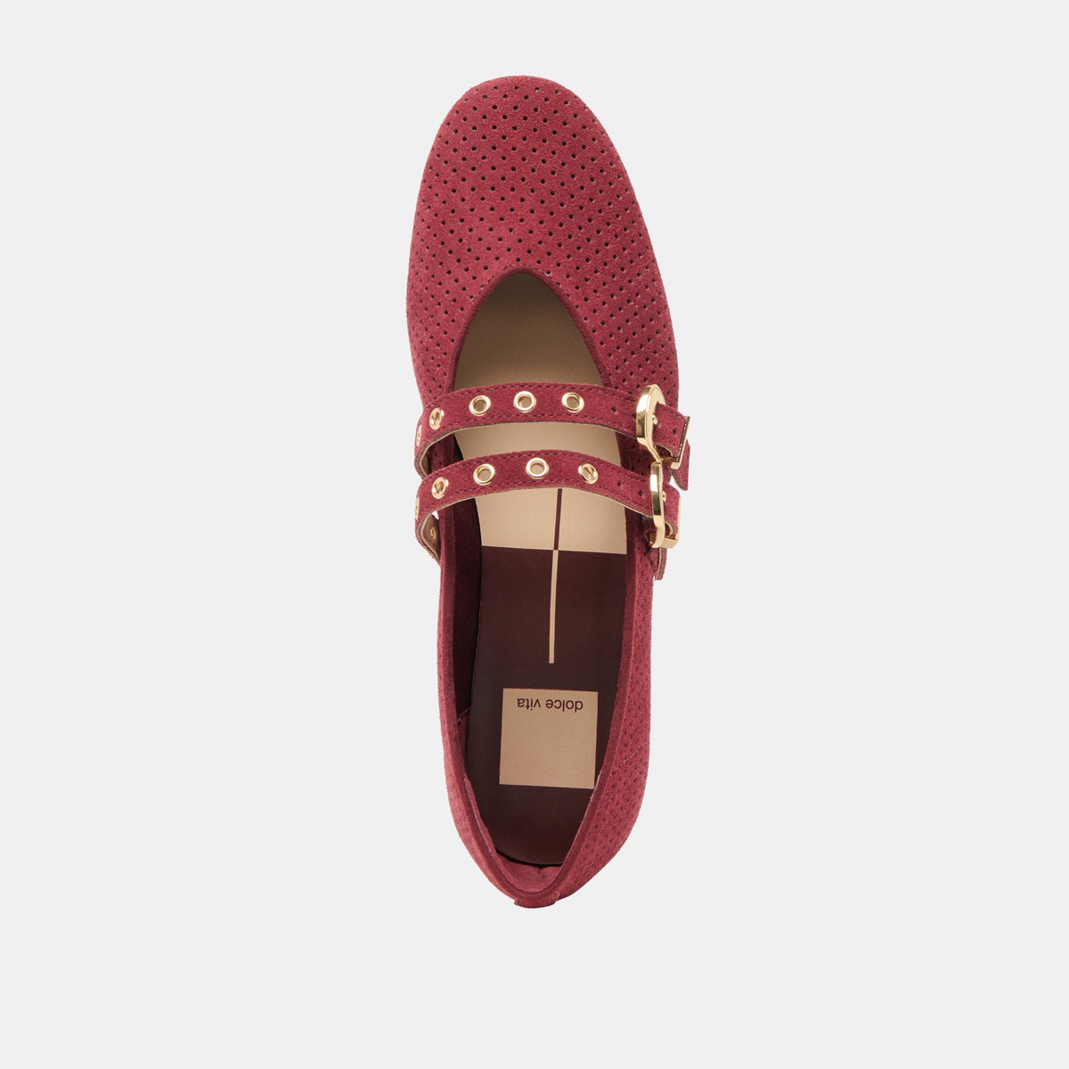 Dolce Vita SHOES Baylee Grommet Oxblood Perforated Suede Ballet Flats
