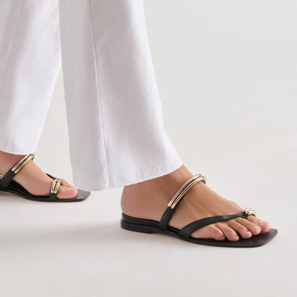 Dolce Vita SHOES Tarina Black Leather Sandals