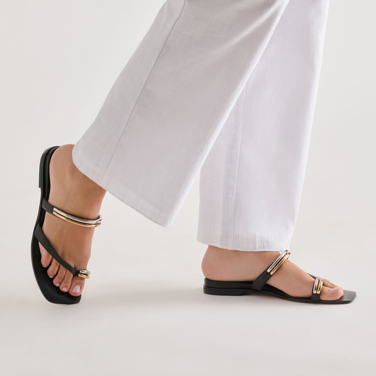 Dolce Vita SHOES Tarina Black Leather Sandals