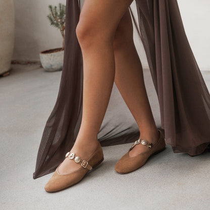 Dolce Vita SHOES Relan Lt Brown Suede Ballet Flats