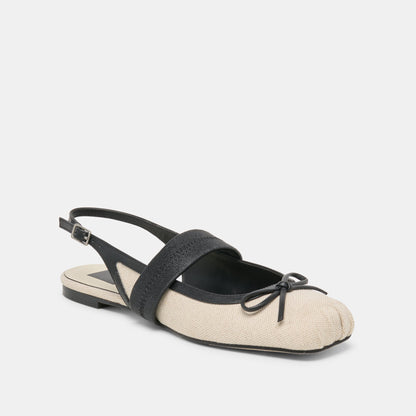 Dolce Vita SHOES Grifan Natural Black Linen Flats