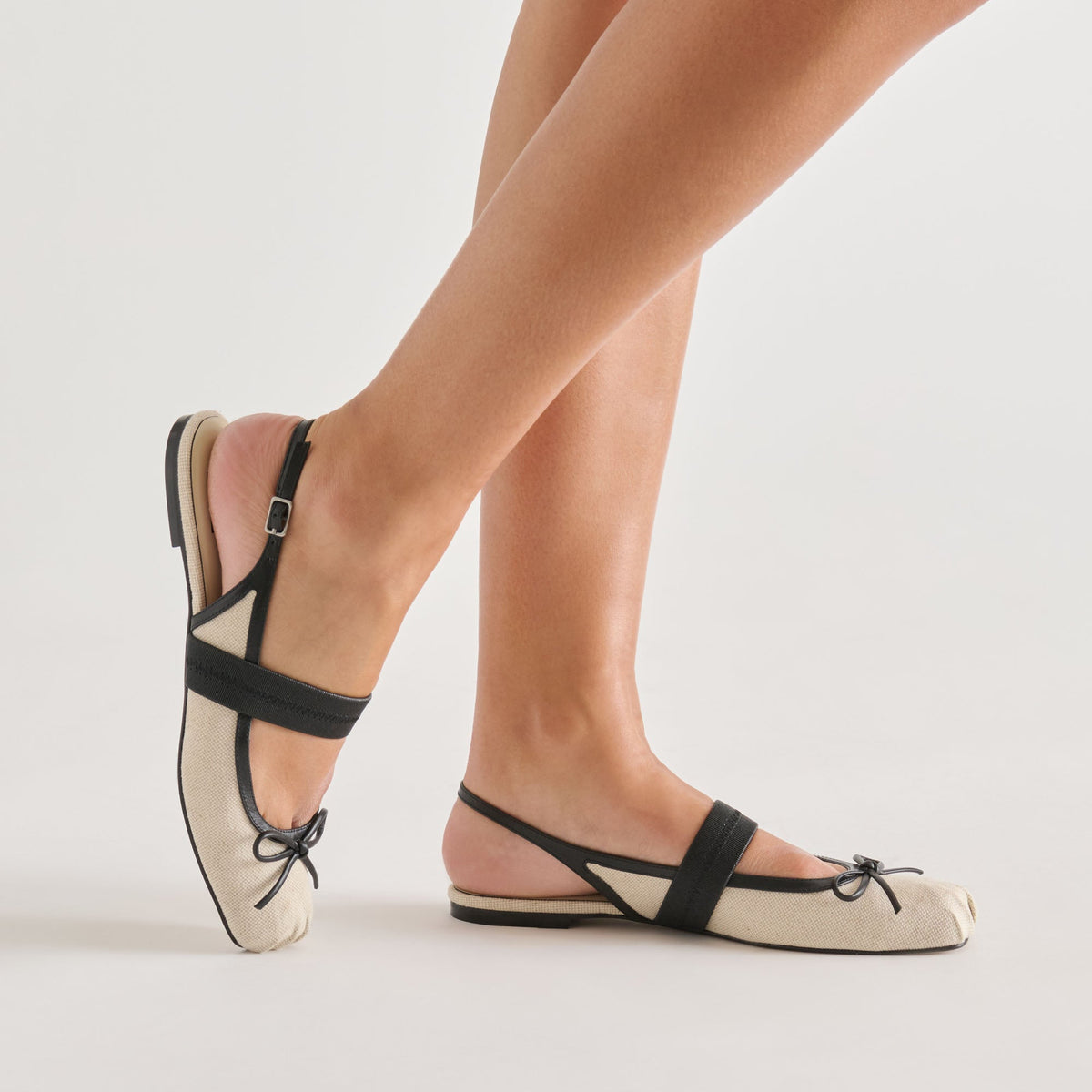 Dolce Vita SHOES Grifan Natural Black Linen Flats