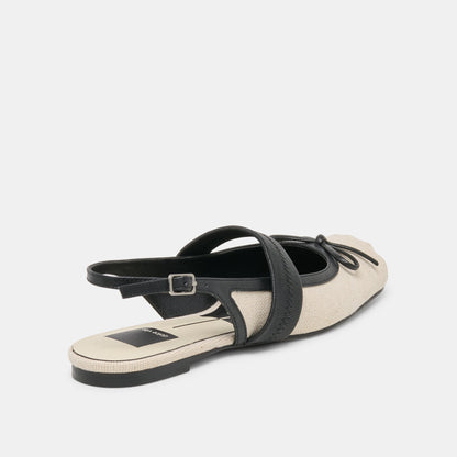 Dolce Vita SHOES Grifan Natural Black Linen Flats