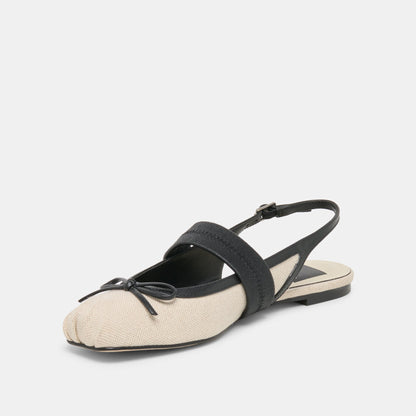 Dolce Vita SHOES Grifan Natural Black Linen Flats