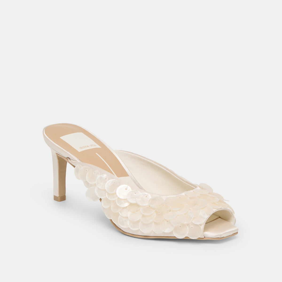 Dolce Vita SHOES Samary Confetti Off White Satin Heels