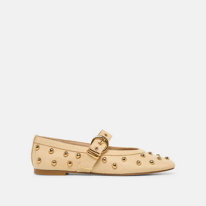 Dolce Vita SHOES Mikel Stud Lt Natural Raffia Ballet Flats