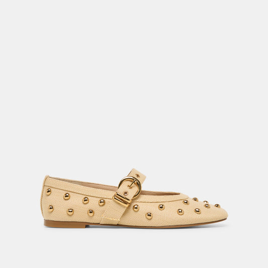 Dolce Vita SHOES Mikel Stud Lt Natural Raffia Ballet Flats