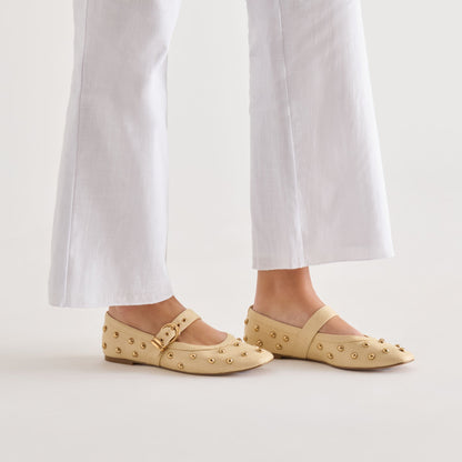 Dolce Vita SHOES Mikel Stud Lt Natural Raffia Ballet Flats