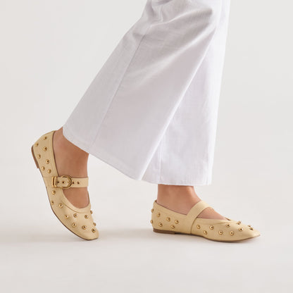 Dolce Vita SHOES Mikel Stud Lt Natural Raffia Ballet Flats