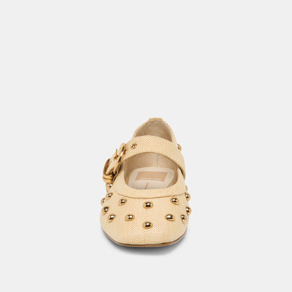 Dolce Vita SHOES Mikel Stud Lt Natural Raffia Ballet Flats