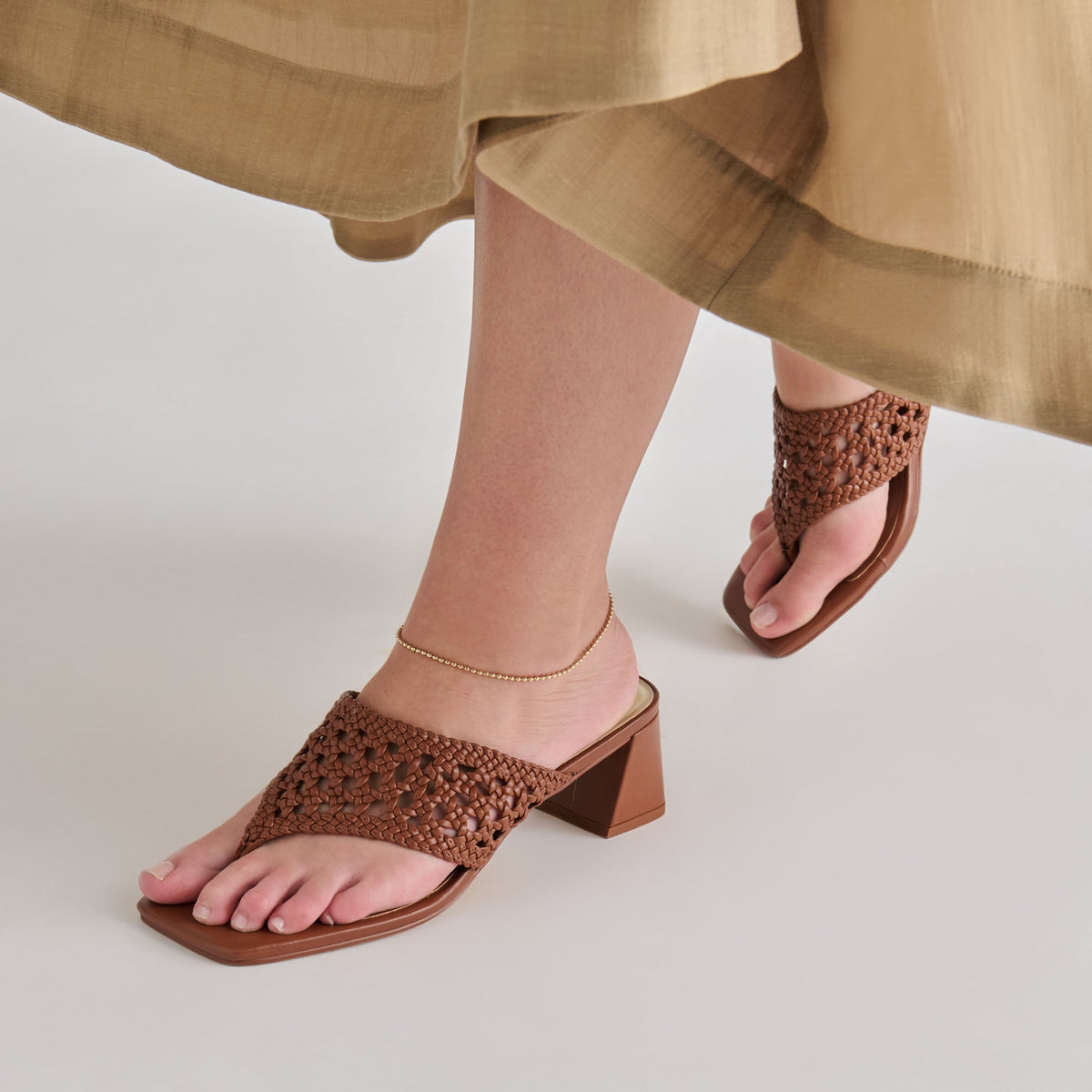Dolce Vita SHOES Barlo Cognac Woven Stella Heels