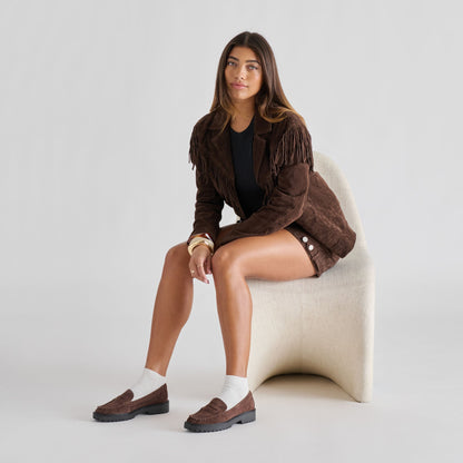 Dolce Vita SHOES Merek Dk Brown Suede Loafers