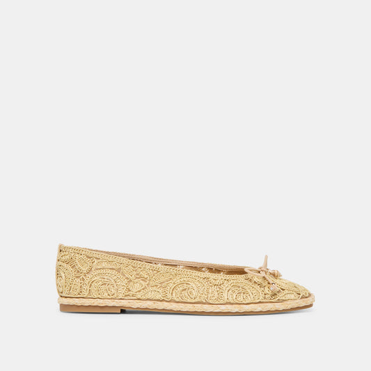 Dolce Vita SHOES Tianna Lt Natural Raffia Lace Ballet Flats