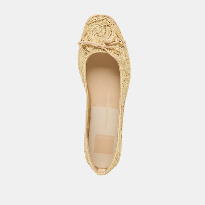 Dolce Vita SHOES Tianna Lt Natural Raffia Lace Ballet Flats