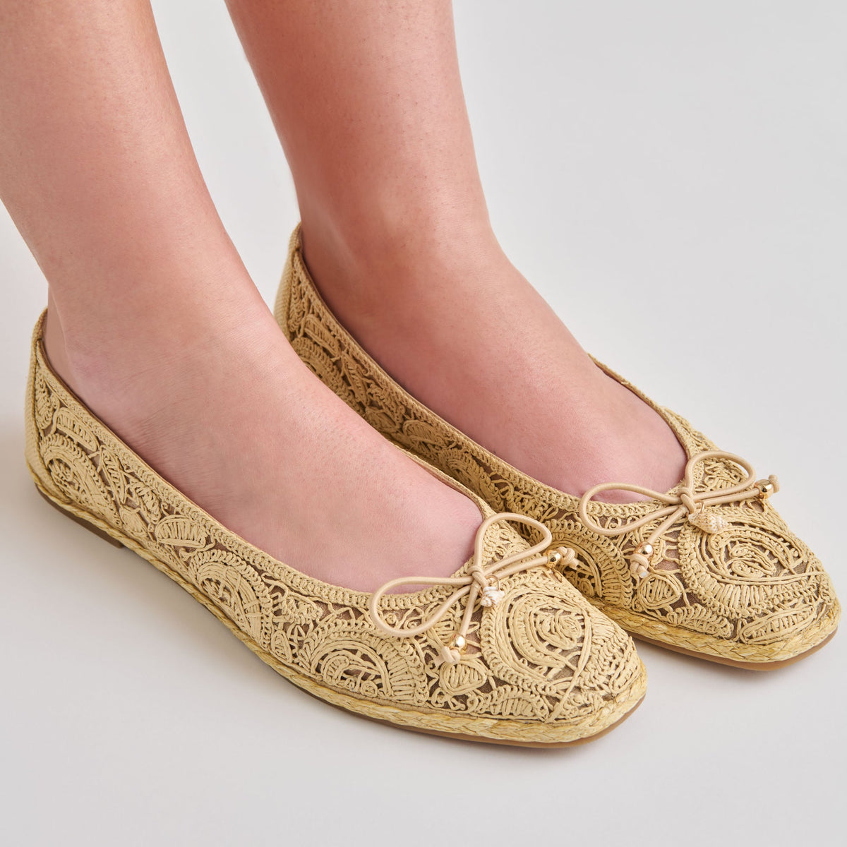 Dolce Vita SHOES Tianna Lt Natural Raffia Lace Ballet Flats