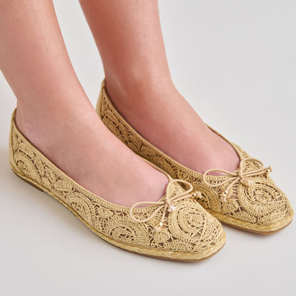 Dolce Vita SHOES Tianna Lt Natural Raffia Lace Ballet Flats