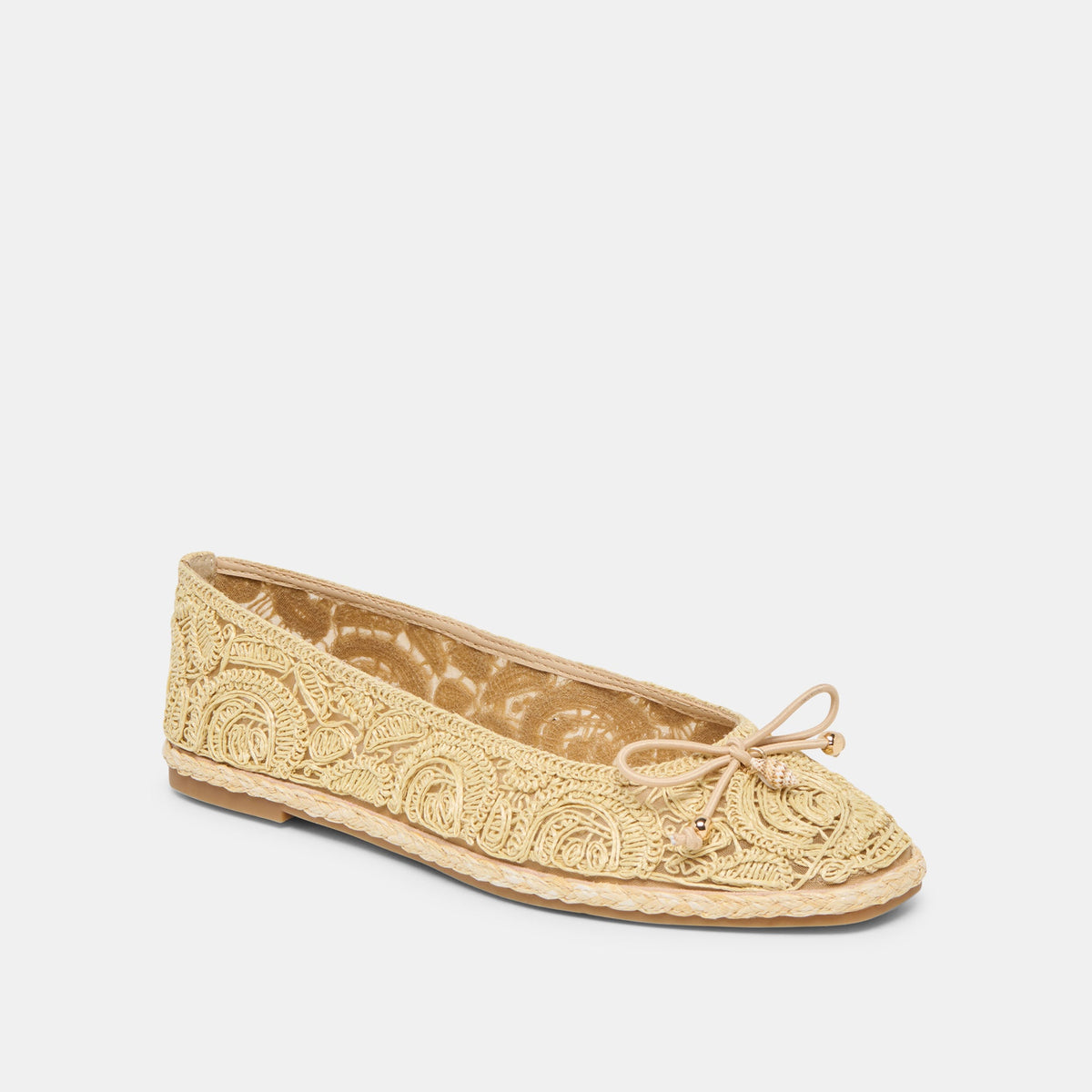 Dolce Vita SHOES Tianna Lt Natural Raffia Lace Ballet Flats