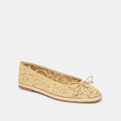 Dolce Vita SHOES Tianna Lt Natural Raffia Lace Ballet Flats