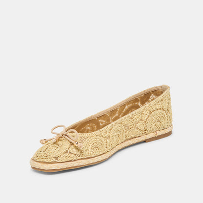 Dolce Vita SHOES Tianna Lt Natural Raffia Lace Ballet Flats