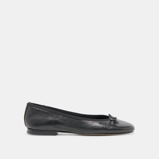Dolce Vita SHOES Ritla Wide Black Leather Ballet Flats