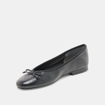 Dolce Vita SHOES Ritla Wide Black Leather Ballet Flats