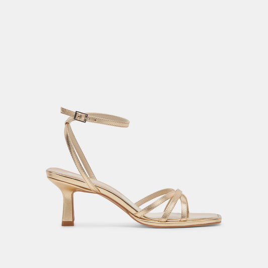 Dolce Vita SHOES Manji Wide Light Gold Metallic Leather Heels