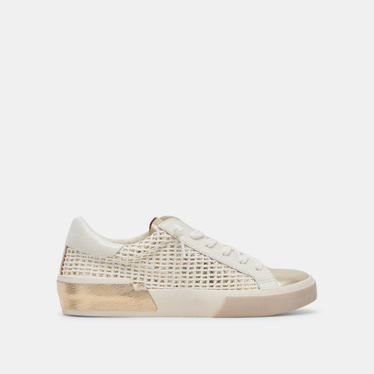 Dolce Vita SHOES Zina Bone Gold Woven Wide Sneakers
