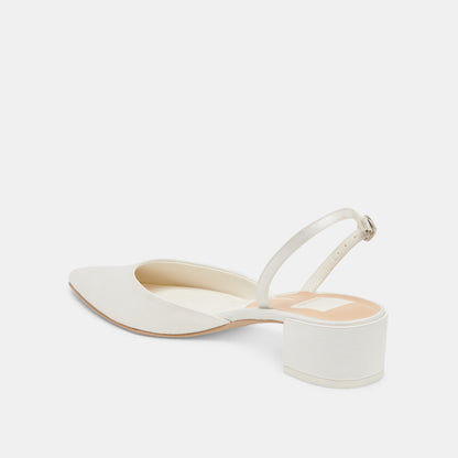 Dolce Vita SHOES Carel Wide True White Satin Heels