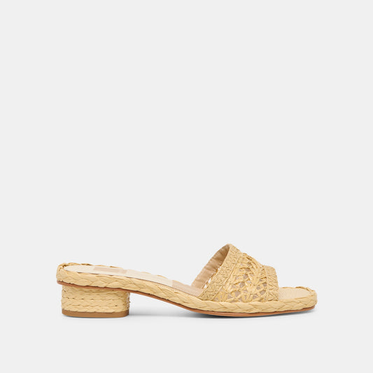 Dolce Vita SHOES Dixi Wide Lt Natural Cross Hatch Raffia Sandals