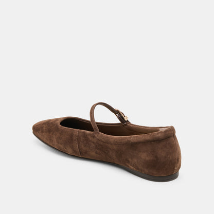 Dolce Vita SHOES Reyes Wide Dk Brown Suede Ballet Flats