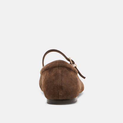 Dolce Vita SHOES Reyes Wide Dk Brown Suede Ballet Flats