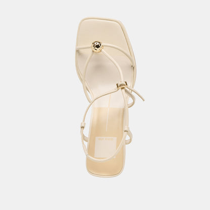 Dolce Vita SHOES Manji Wide Creme Leather Heels