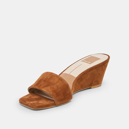 Dolce Vita SHOES Qaily Wide Brown Suede Wedges