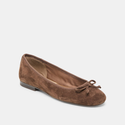 Dolce Vita SHOES Ritla Wide Dk Brown Suede Ballet Flats