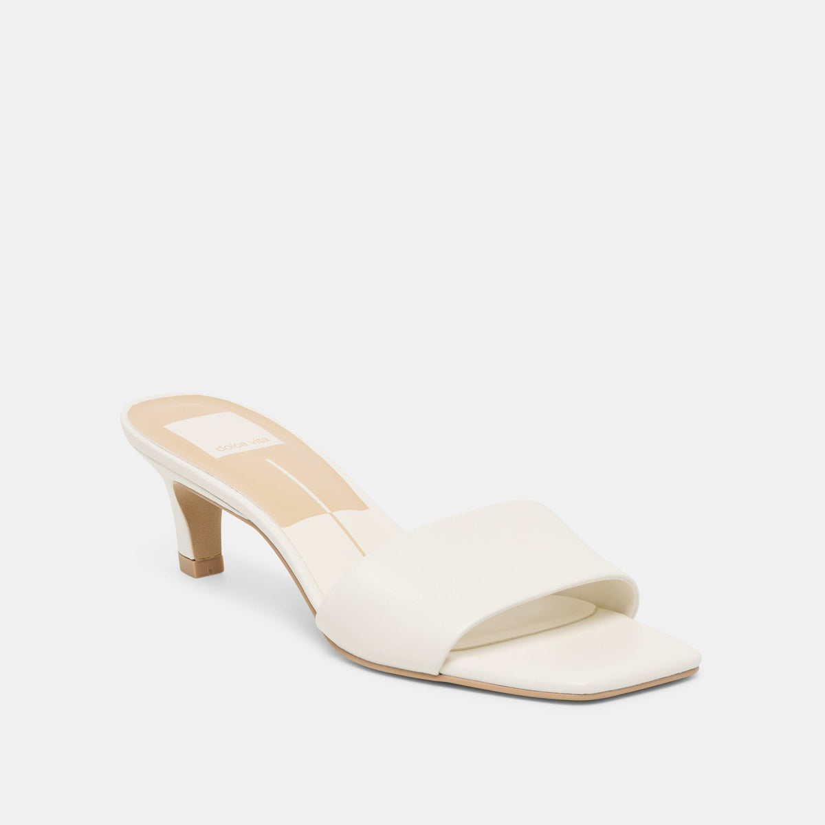 Dolce Vita SHOES Rexa Wide True White Leather Heels