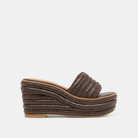 Dolce Vita SHOES Throne Wide Chocolate Raffia Wedges
