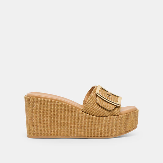 Dolce Vita SHOES Jilian Wide Mocha Raffia Wedges