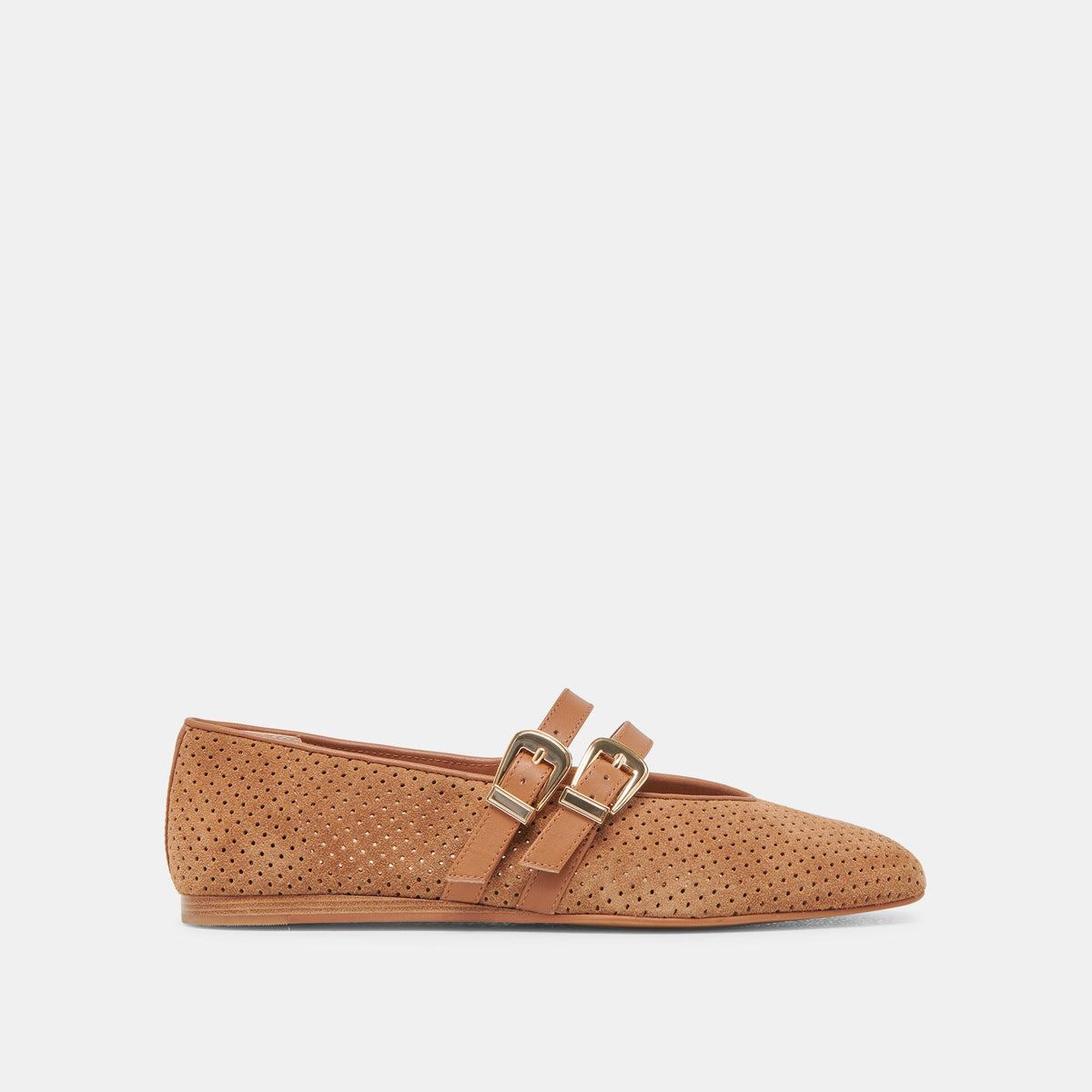 Dolce Vita SHOES Baylee Wide Pecan Perforated Suede Ballet Flats
