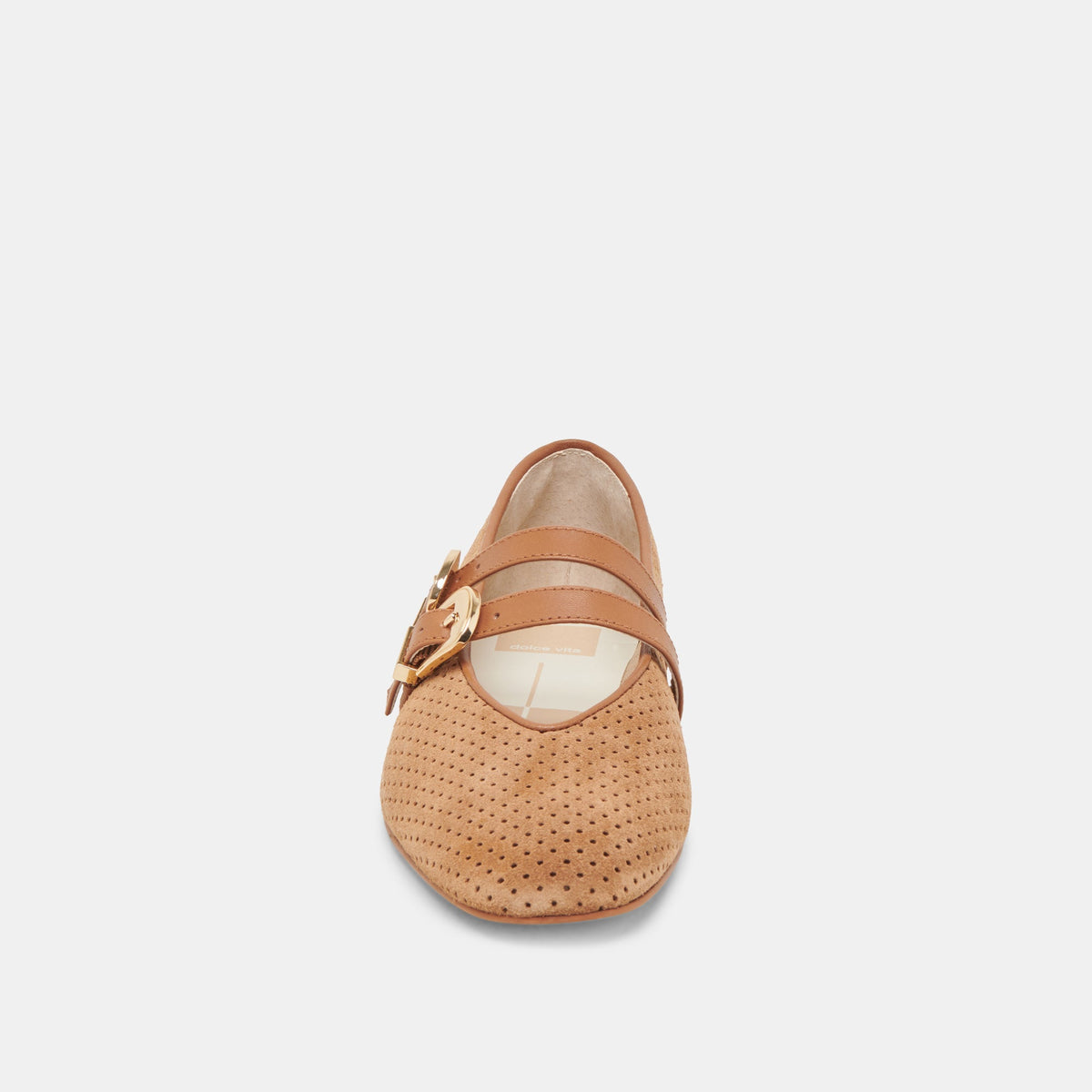 Dolce Vita SHOES Baylee Wide Pecan Perforated Suede Ballet Flats